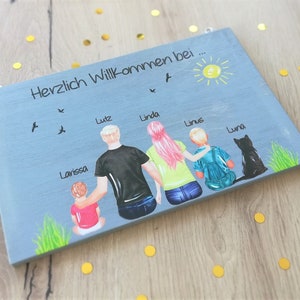 Türschild, Namensschild Haustür mit Familie, Modernes Türschild, Personalisiertes Schild Haustür, personalisiertes Familienschild