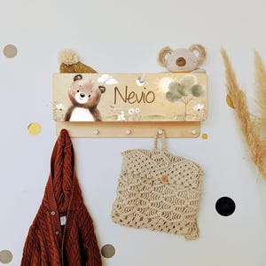 Wardrobe, children&#39;s wardrobe with shelf, child, children&#39;s room, individual coat hooks, coat rack customizable: forest animal heads