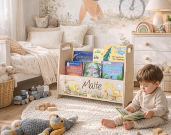 Montessori bookshelf, Montessori furniture, wooden bookshelf, children's bookshelf, personalized bookshelf, children's room wooden decoration