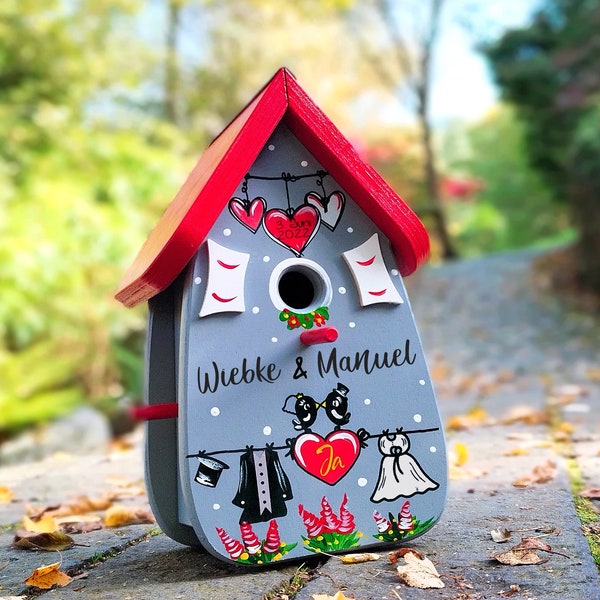 Vogelhaus Hochzeit, Vogelvilla, Vogelhaus als persönliches Hochzeitsgeschenk personalisiert fürs Brautpaar