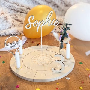Personalized birthday plate / birthday ring / birthday wreath with candles / table decoration made of wood children