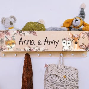 Armario infantil con estante para guantes, gorro, habitación infantil, nombre, perchero individual, perchero, personalizable