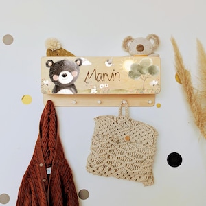 Wardrobe, children&#39;s wardrobe with shelf, child, children&#39;s room, individual coat hooks, coat rack customizable: forest animal heads