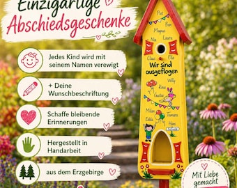 Kindergartenabschied - Geschenk Vogelhaus XXL personalisierte Vogelvilla als Kindergartenabschiedsgeschenk mit Namen der Kinder