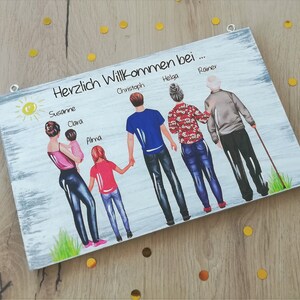 Türschild Holz, Namensschild Haustür mit Familie, Modernes Türschild, Personalisiertes Schild Haustür, personalisiertes Familienschild
