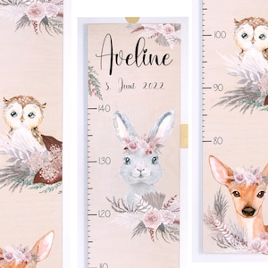 Messlatte Kinder, Messlatte Holz mit Name, individuelle personalisierte Geschenke, Tiere Gräser