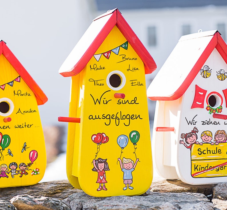 Abschiedsgeschenk Kindergarten, Erzieherin Lehrer, Kindergartenabschied, Vogelhaus individuell personalisiert Kindergartenabschiedsgeschenk Bild 1