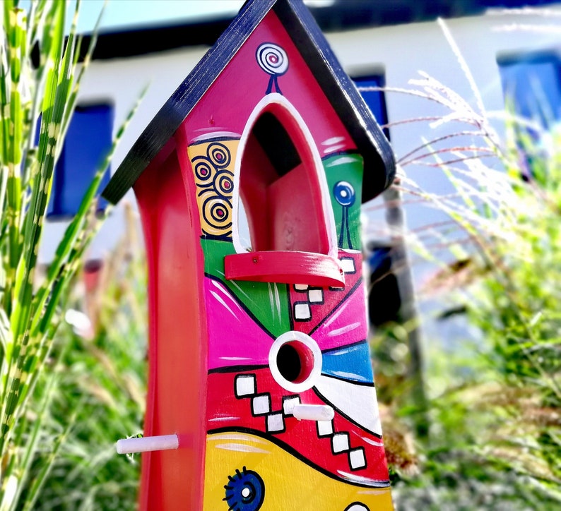 Vogelhaus bunt Vogelvilla als kreatives Geschenk, Nistkasten, Futterhaus, Vogelvillen Bild 3