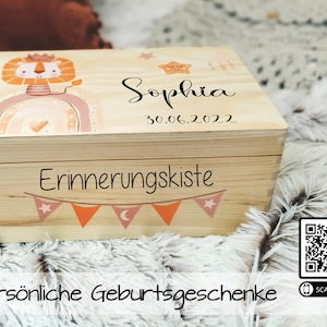 Memory box, toy box, game box, wooden box with name, individual, personalizable, christening gift, rainbow