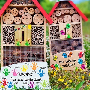 Kindergarten farewell gift teacher insect hotel | personalized with children&#39;s names colorful handprints, weatherproof hands