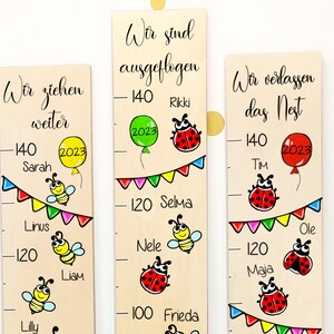 Kita farewell gift kindergarten teacher, childminder measuring stick with name, bees and ladybirds + place name sign