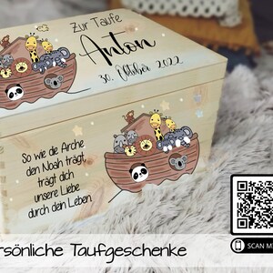 Erinnerungskiste zur Taufe: Arche Noah ! Baby Personalisiert mit Name ...