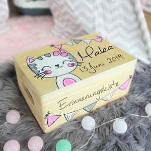 Memory box, toy box, game box, wooden box with name, individual, personalizable, christening gift