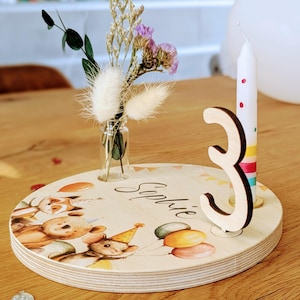 Personalized birthday plate / birthday ring / birthday wreath with candles / table decoration made of wood children