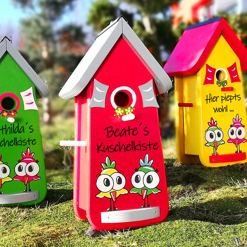 Vogelvilla Geschenk für Mutti und Vati Geschenk für Großeltern mit Garten Vogelhaus, Nistkasten, Futterhaus, Vogelvillen Bild 3