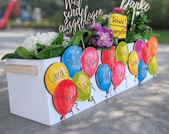 Kindergartenabschied - Personalisierter Blumenkasten mit Kindernamen – Kindergarten Abschiedsgeschenk für Erzieherin / Tagesmutter / Lehrer