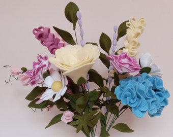 Felt Flower Bouquet, Cottage Garden Decor, Mother's Day Gift