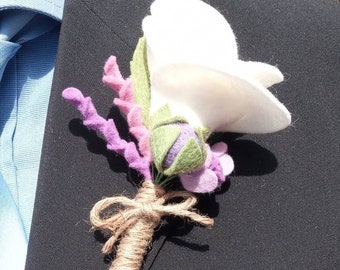 Wedding Boutonniere, buttonhole flowers, felt flowers, Wedding flowers