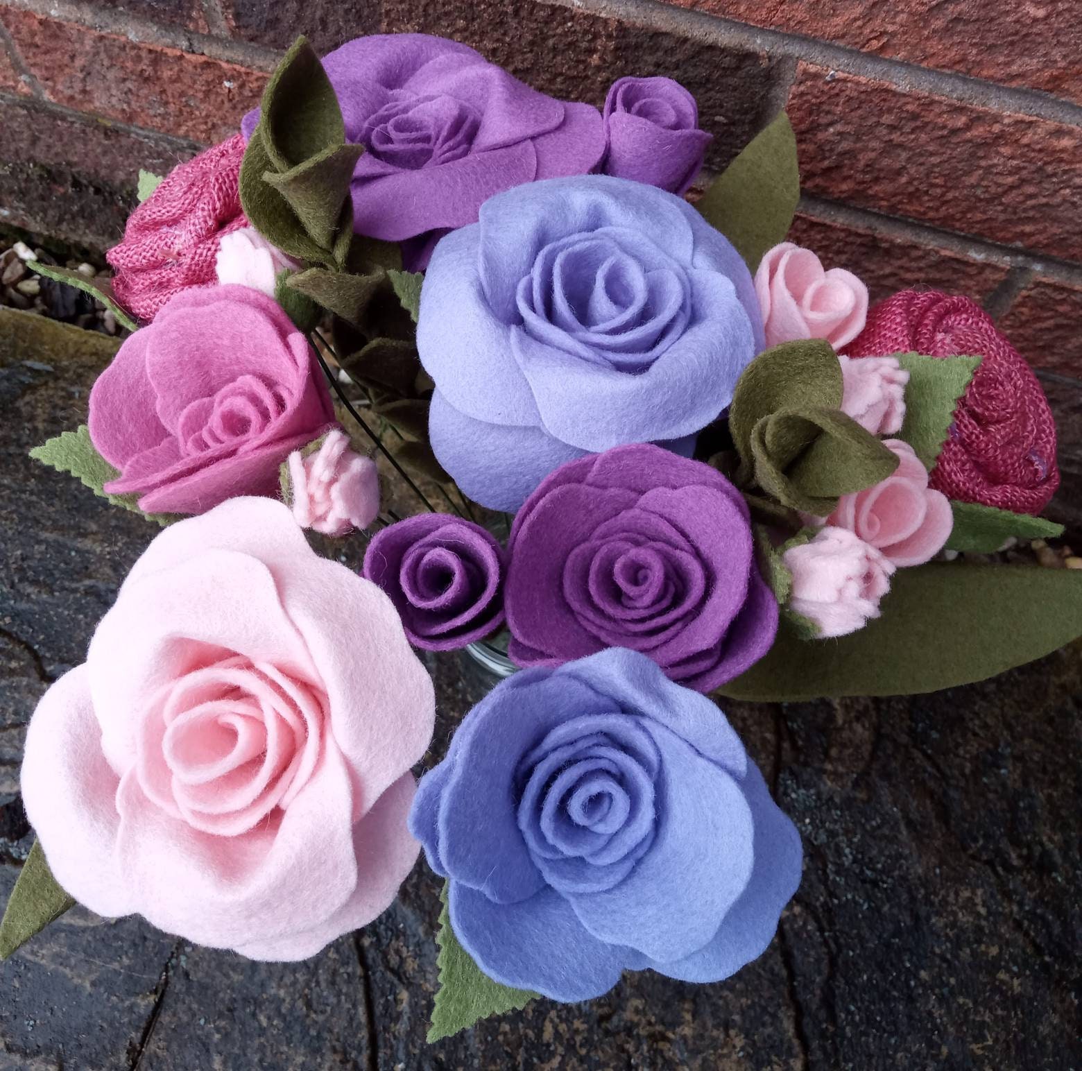 Felt Flower Bridal Wedding Bouquet Mixed Flowers Felt Flower Bridal Wedding Bouquet Mixed Flowers