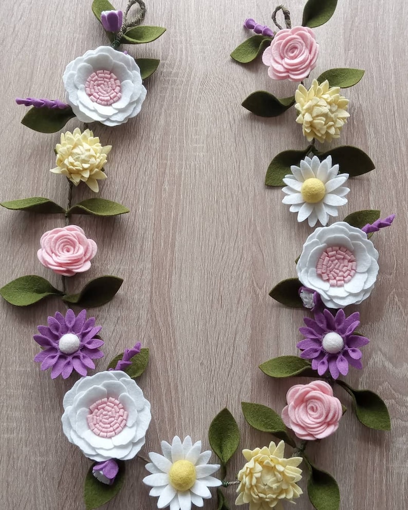 Felt Flower Garland felt flowers garland flower garland Etsy