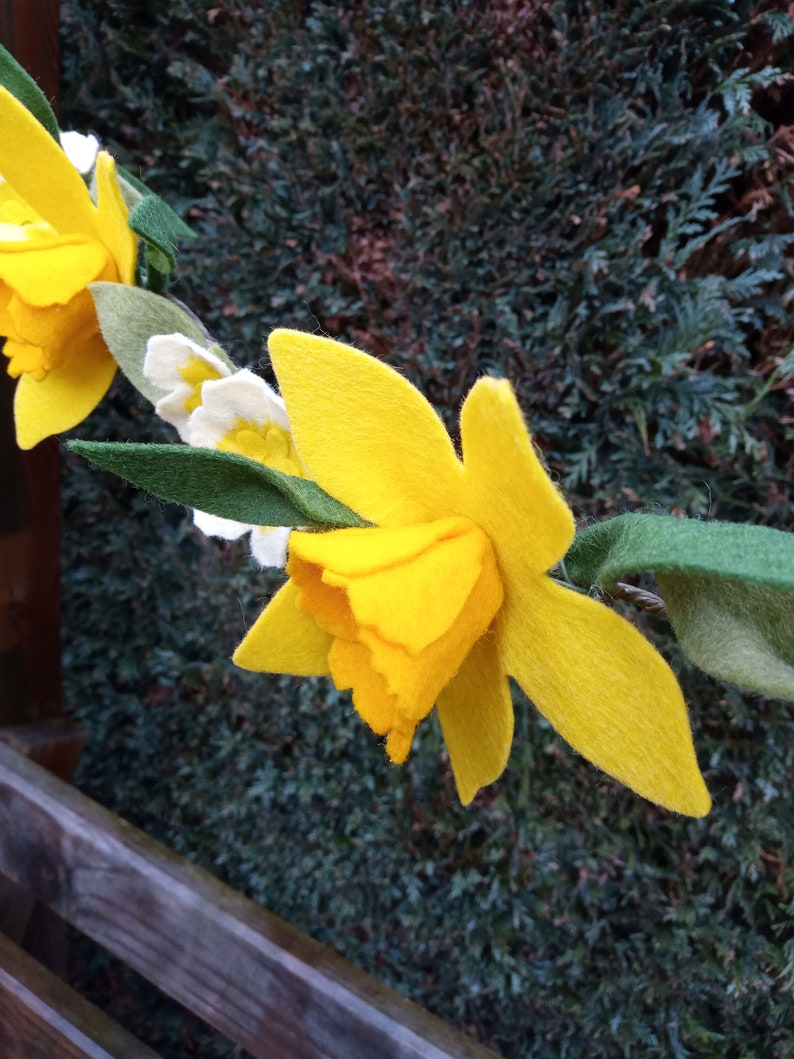 Daffodil garland, felt flower garland, home decor, st david's day,daffodils, wedding decor, handmade garland, floral garland image 7