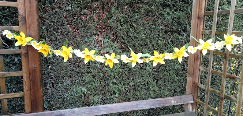 Daffodil garland, felt flower garland, home decor, st david's day,daffodils, wedding decor, handmade garland, floral garland image 4
