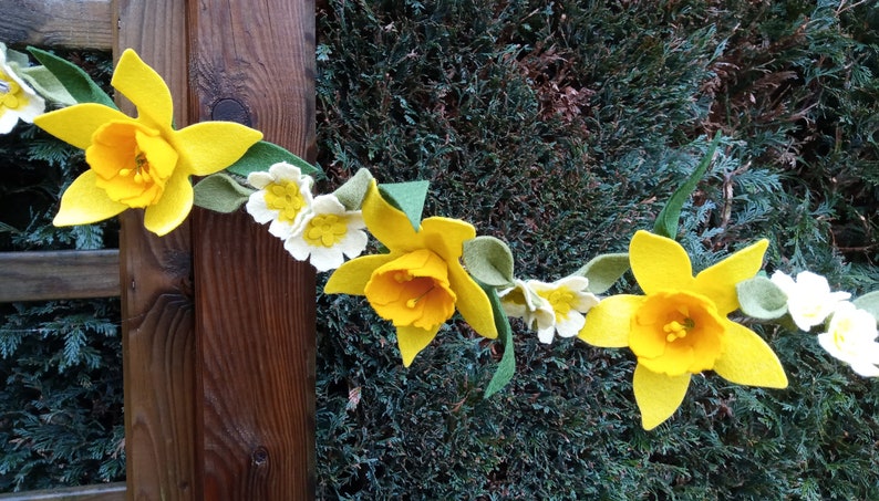 Daffodil garland, felt flower garland, home decor, st david's day,daffodils, wedding decor, handmade garland, floral garland image 5