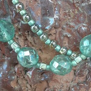 Seafoam double stranded necklace of Czech glass and Toho seed beads
