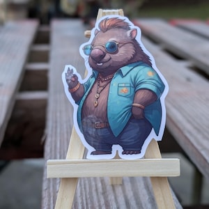 Cool Wombat Sticker - Adorable Animal with Trendy Outfit