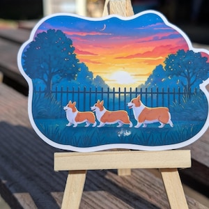 Sonnenuntergang Corgis Parade Aufkleber - Süßer Hund Vinyl Aufkleber für Laptops, Wasserflaschen und mehr