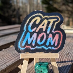 Pegatina colorida "Mamá gata": ¡perfecta para portátiles, diarios y mucho más!