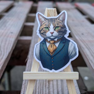 Gentleman Cat Portrait Aufkleber