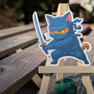 Ninja Cat Sticker - Stealthy Samurai Kitty Decal for Laptops, Water Bottles, and More