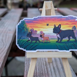 Bulldogge Freunde Sonnenuntergang Aufkleber