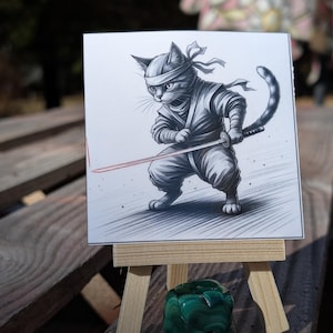 Ninja Katzenaufkleber - Samurai Kitty mit Katana - Lustiges Geschenk für Katzenliebhaber