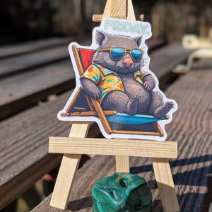 Pegatina de Wombat del viernes, calcomanía de Wombat relajante, pegatina de animal divertido, vibraciones de fin de semana, regalo de Wombat