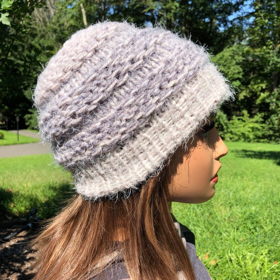 Grey Slouchy Beanie Slouchy Beanie, Hipster Beanie, Fur ,grey
