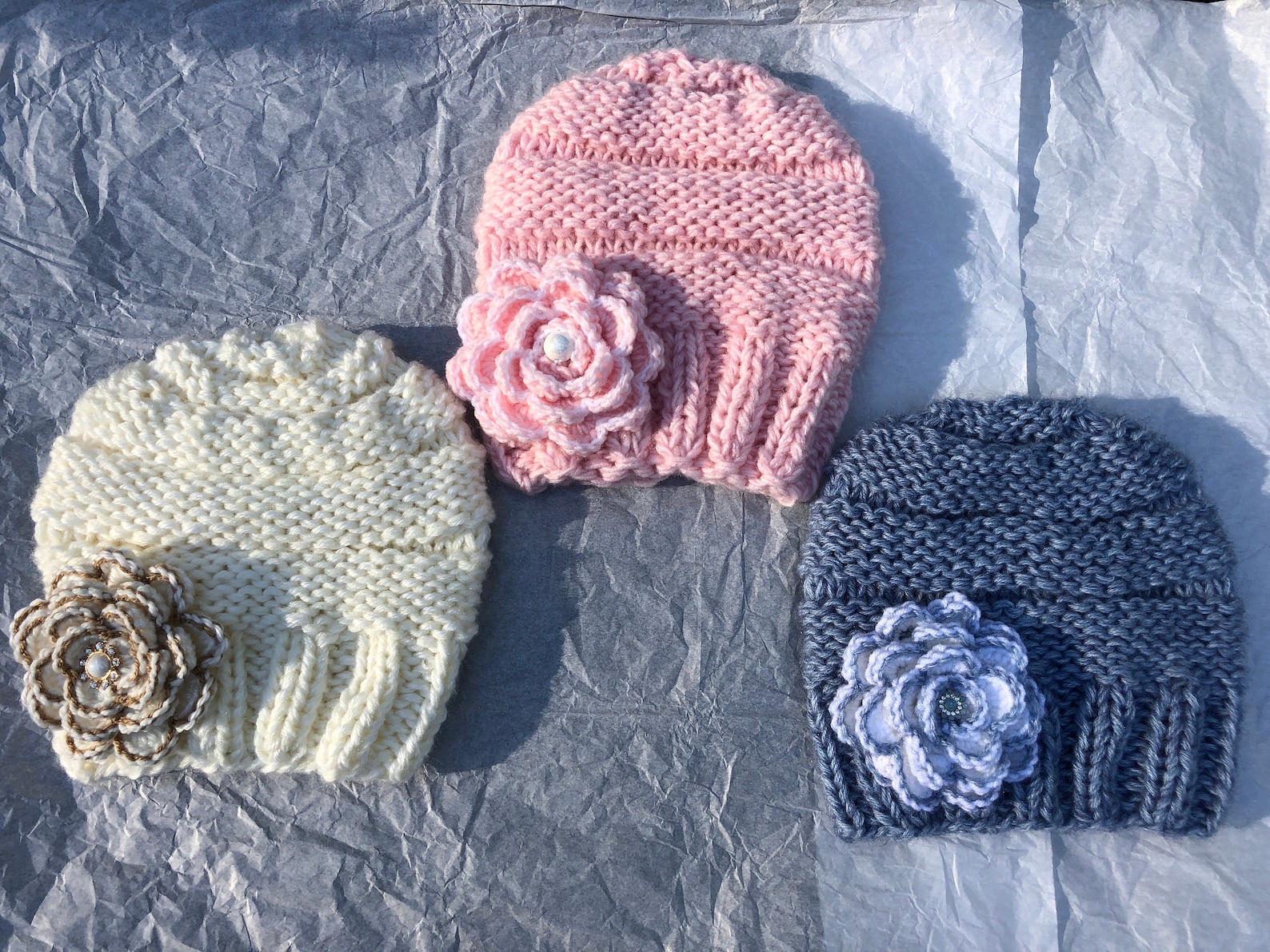 Knit Flower Hat. Knitted Beanie. Knitted Girls Hat. Hand Knit Etsy