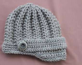 Baby boy knitted hat. Grey knitted hat. Boy knitted hat.newsboy hat.Knitted cap.Knit boys hat.