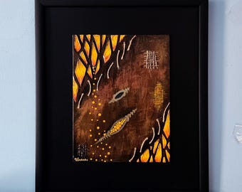 Mixed Media Abstract Collage: 3D Relief Art, Framed