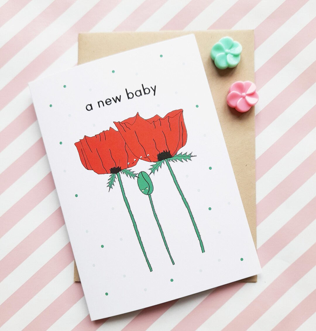 A new baby card, gender neutral baby greetings card, cute baby card ...