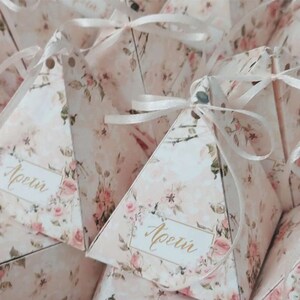 Scatola personalizzabile triangolare Bomboniere per battesimo Regali per gli ospiti Articoli di cancelleria per il battesimo Festa per neonata Omaggio per baby shower