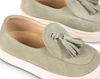 Leather suede loafers Baby boy summer footwear Color options Formal wedding shoes baby boy baptism luxury shoes size 19 - 25 EU / 4 - 9 US