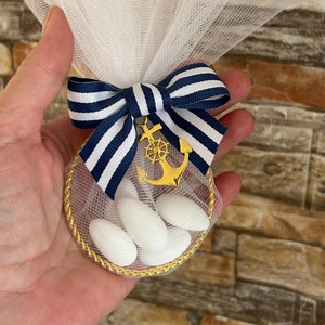 Bomboniere con ancora della Marina, bomboniere per Battesimo, bomboniere per Matrimonio, bomboniere greche con koufeta, sacchettino porta regali per gli ospiti, stile marino unico