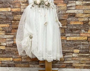 Sage green & Ivory shoes and dress Olive romantic style Baby girl outfit Baby wedding flower girl Formal baptism shoes Size 19 - 25 EU