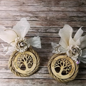 Tree of life favors Wedding favors wreaths  Floral Baptism bomboniere Guests gifts ideas baby shower souvenirs Greek wishes Bridal giveaway