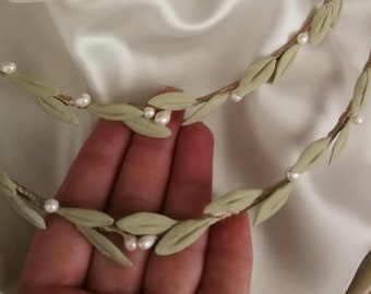 Stefana + Bracelets wedding crowns Greek stefana orthodox wedding stephana handmade crowns olive pearls stefana wedding ceremony Bridal