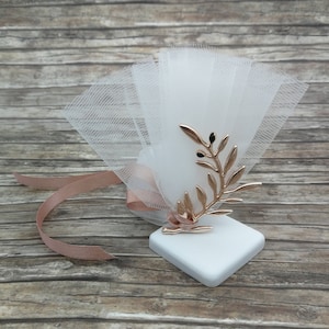 Rose gold Olive branch on ceramic Favors wedding ornament souvenirs Greek bomboniere koufeta Baptism guest gifts Good luck gift