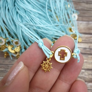 Ruota placcata oro 24k croce Bomboniere battesimo bracciali martirika Battesimo ospiti martirika regali souvenir per feste Marina Marina Nautica