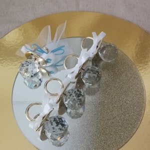 Bomboniere con ciuccio di cristallo personalizzato in scatola, in acciaio inossidabile, con logo smaltato, per battesimo greco, per bambina, per battesimo di bambino.